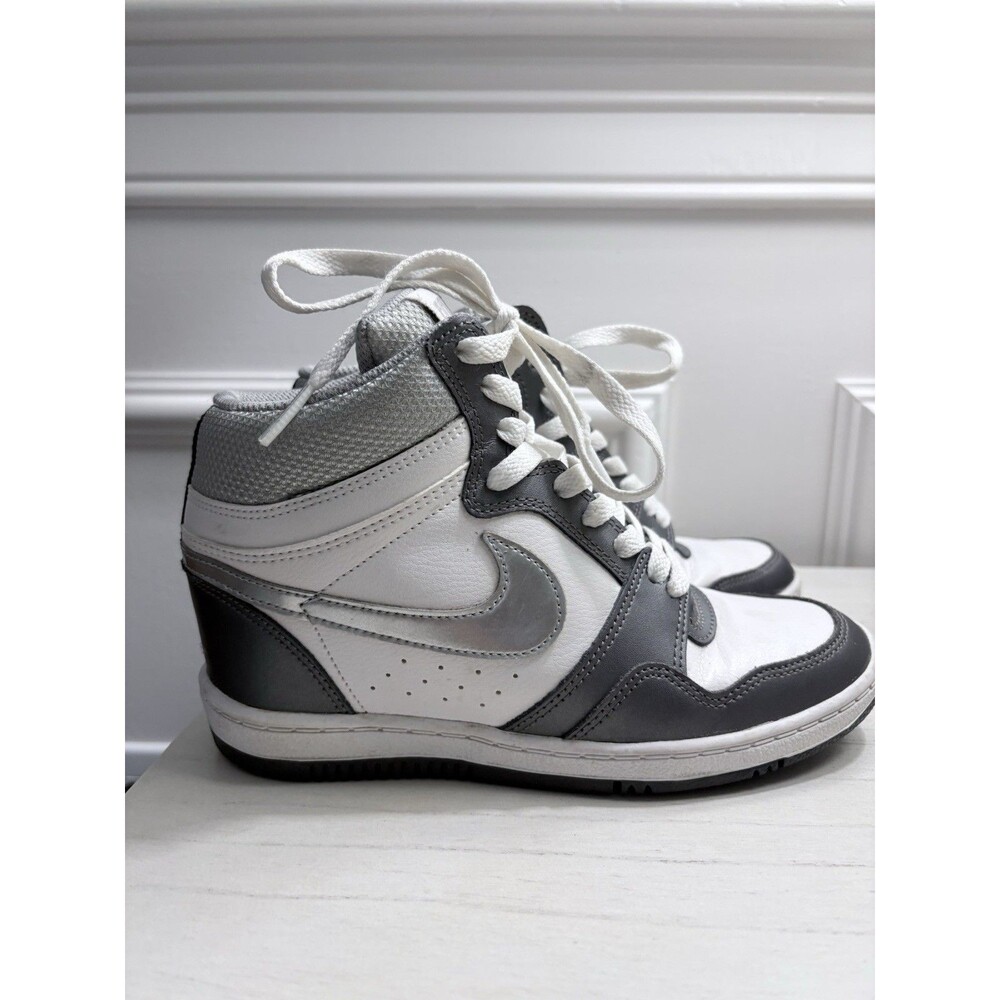Size 6.5 - Nike Force Sky High White Metallic Silver W